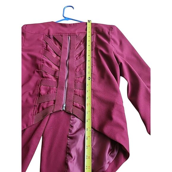 Love Tree Herringbone Detail Back Maroon Blazer XL Dress Jacket Whimsygoth Rock - Picture 5 of 10